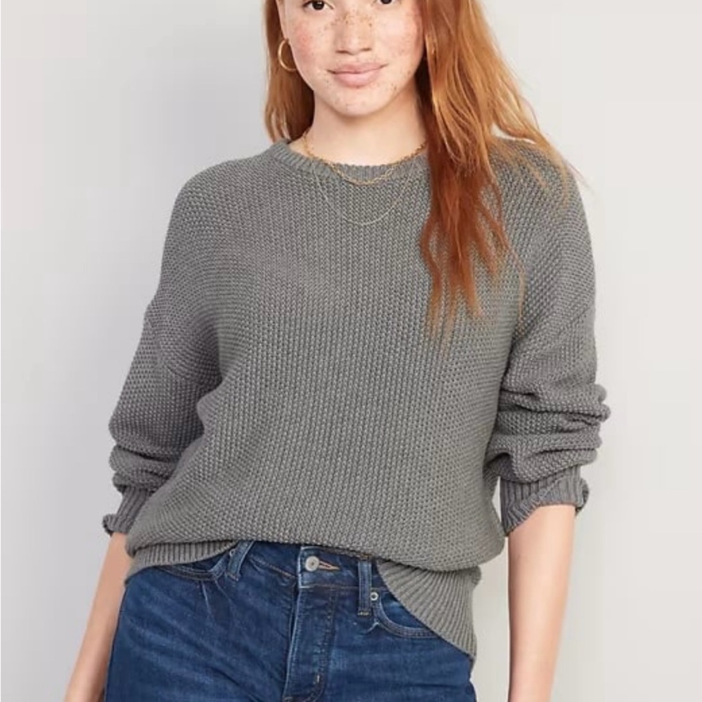 NWOT Old Women’s Heather Gray Textured-Knit Tunic Sweater Size Medium